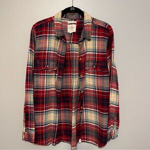 American Eagle soft multi color plaid flannel shirt size L